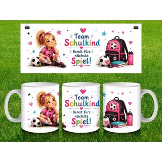 Schulkind Tasse Mädchen Fußball – Team Schulkind | Geschenk zur Einschulung für kleine Fußballerinnen