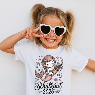 Kinder T-Shirt „Schulkind 2026“ mit zauberhaftem Meerjungfrau-Motiv