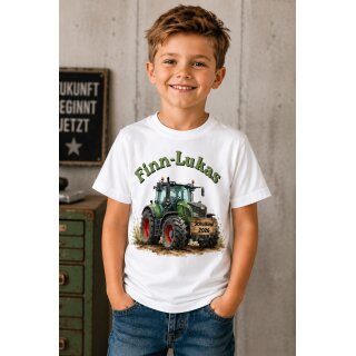 Personalisiertes Kinder T-Shirt „Schulkind 2026“ mit Traktor & Wunschname 116