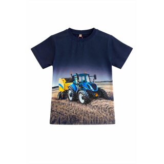 S&C Kinder T-Shirt H600 – Dunkelblaues Kinder-Shirt mit großem Traktor-Motiv