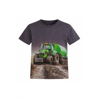 S&C Kinder T-Shirt H610 – Dunkelgraues Kinder-Shirt mit großem Deutz-Fahr Traktor-Motiv und Güllefass