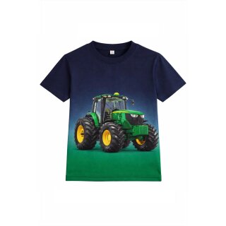 S&C Kinder T-Shirt H619 – Dunkelblaues Kinder-Shirt mit großem John Deere Traktor-Motiv