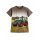S&C Kinder T-Shirt H605 – Braunes Kinder-Shirt mit großem Fendt Traktor auf dem Feld
