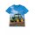 S&C Kinder T-Shirt H606 – Blaues Kinder-Shirt mit großem John Deere Traktor auf dem Feld