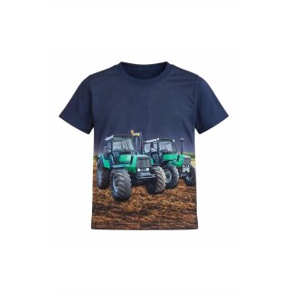 S&C Kinder T-Shirt H608 – Dunkelblaues Kinder-Shirt mit zwei Deutz-Fahr Traktoren