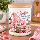 Keramikdose mit Holzdeckel „Süßes macht...