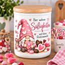 Keramikdose mit Holzdeckel „Hier wohnen...