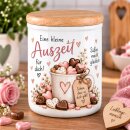 Keramikdose mit Holzdeckel „Eine kleine Auszeit...