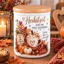Keramikdose mit Holzdeckel „Herbstzeit –...