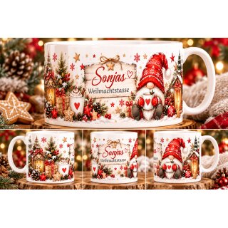 Personalisierte Weihnachtstasse mit Namen – Meine Weihnachtstasse mit Wichtel | Keramiktasse 330 ml