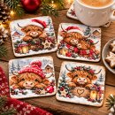 Weihnachtliche Untersetzer mit Highland Kuh – 9,5 x...