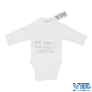 VIB® Baby Body Wickelbody Langarm 50% Mama 50% Papa 100%Ich Erstlingsausstattung