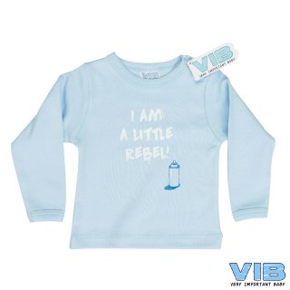 VIB® Baby Langarm Shirt blau, mit Spruch I am a little Rebel 0-3 Monate