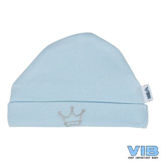 VIB® Baby Mütze blau mit Krone Erstlingsmütze Babymütze Erstlingsausstattung