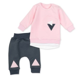 Baby Sweets Set Hose und Shirt rosa grau Triangle Babyset 68
