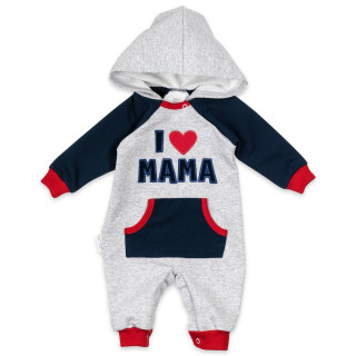 Baby Sweets Strampler Overall Jumpsuit I Love Mama hellgrau navy rot 62
