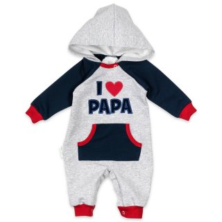 Baby Sweets Strampler Overall Jumpsuit I Love Papa hellgrau navy rot