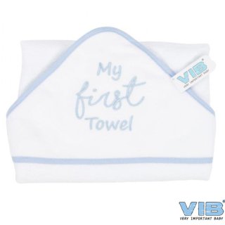 VIB&reg; Baby Badetuch Kapuzentuch My first Towel wei&szlig;/hellblau 100% Baumwolle