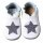 Hobea Baby Leder Krabbelschuhe Lederpuschen Sterne Krabbelpuschen Babyschuhe 20/21 weiß mit grauem Stern