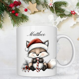 🦊 Fuchs mit Zuckerstange & Weihnachtsmütze