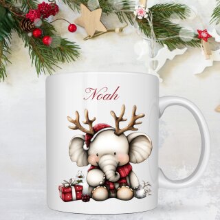 Elefant Noah – mit Rentiergeweih & Geschenk