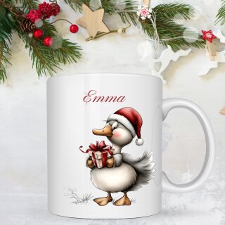 Ente Emma – mit Weihnachtsmütze & Päckchen